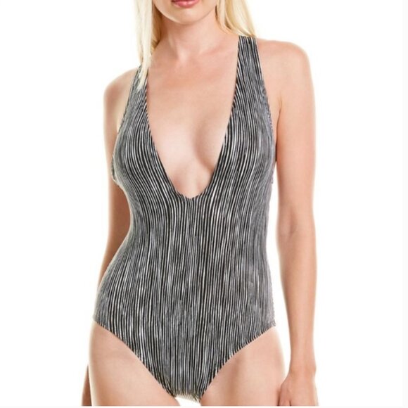 La Blanca Plunge Mio One Piece Swim - Ripple Waves - Picture 2 of 4